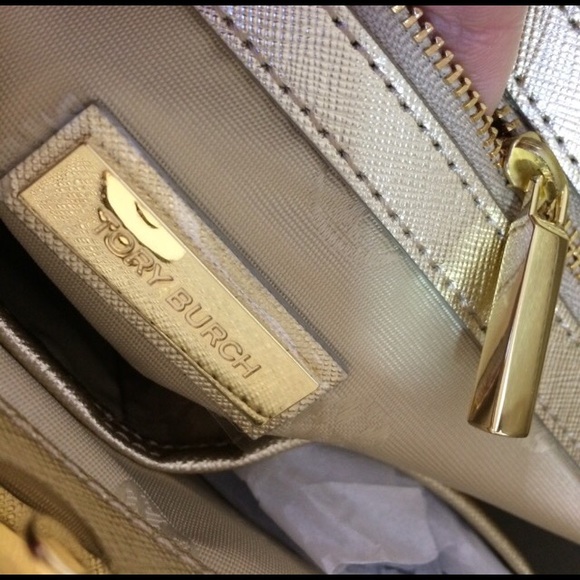 Tory Burch Gold Mini Robinson Double-Zip Satchel - Picture 6 of 8