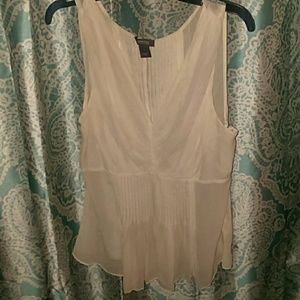 Sheer cream pleated blouse