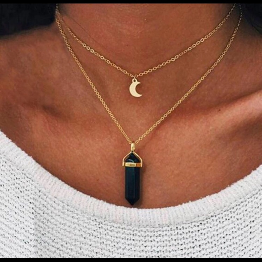 Stone & Moon Necklace - Picture 2 of 8