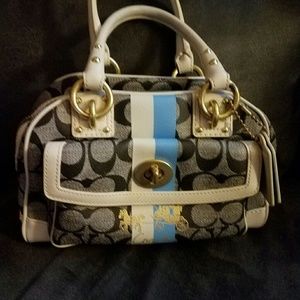 Coach Heritage Stripe satchel.  GUC.
