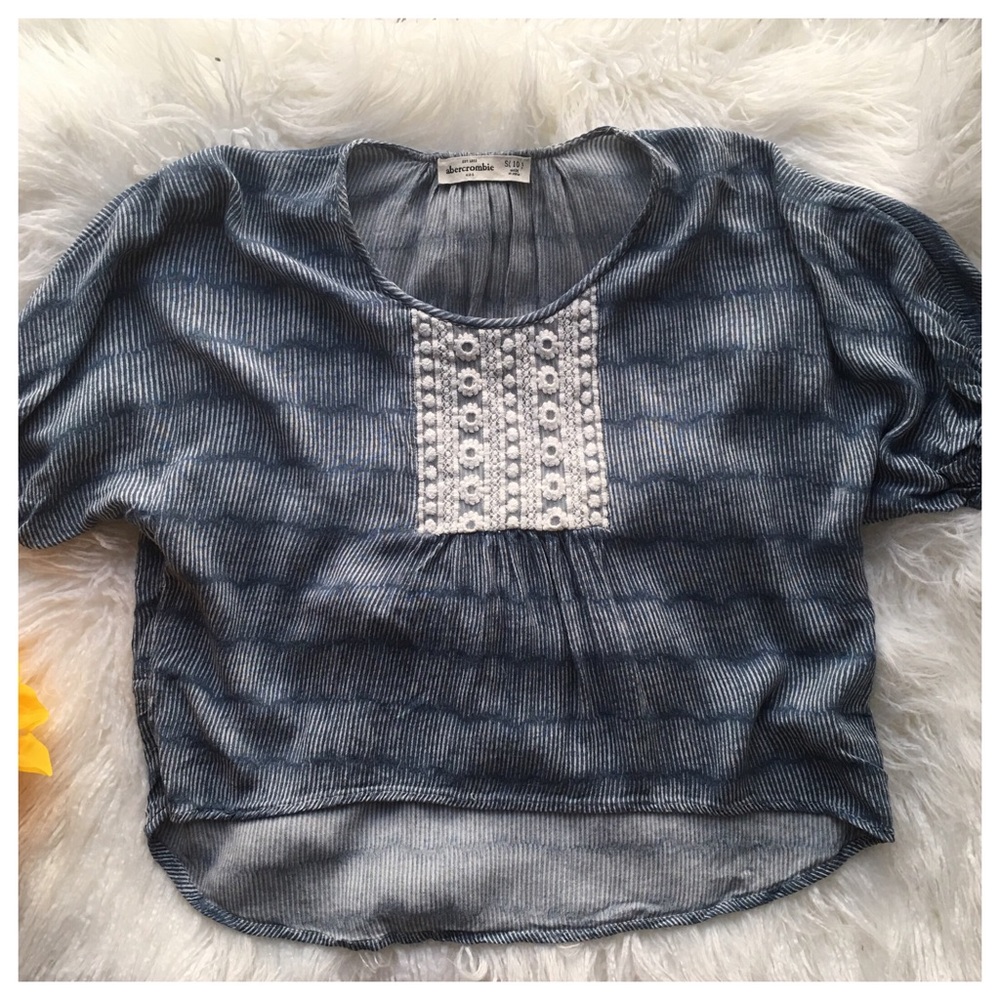 Abercrombie White & Blue Stripe Top