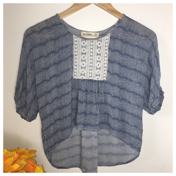 Abercrombie White & Blue Stripe Top - Picture 2 of 6