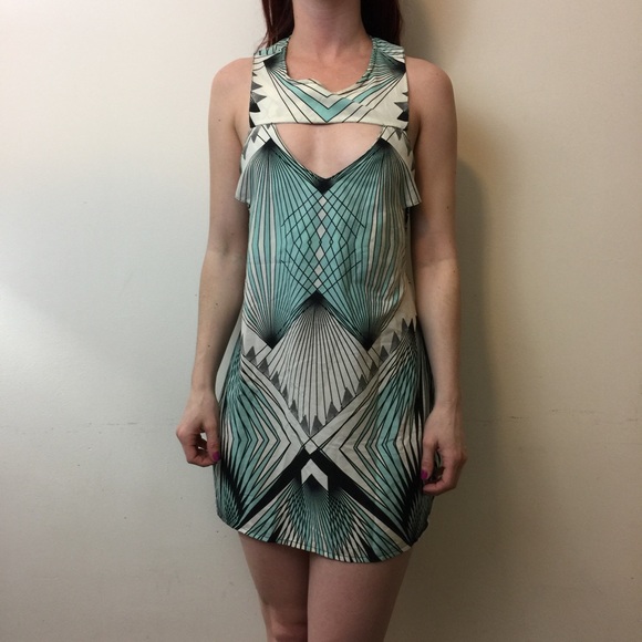 LF Dresses & Skirts - NWT LF Red Leather -ette- Cut Out Geo Tunic Dress