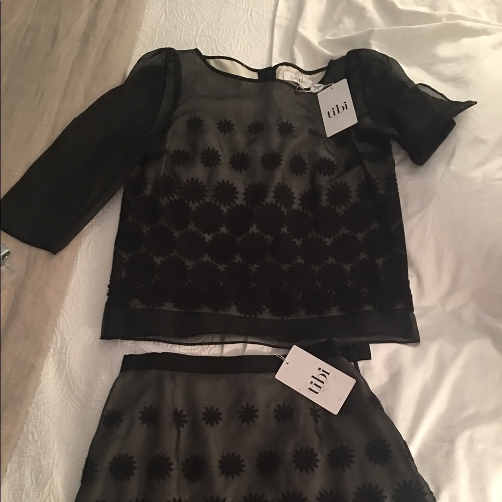 Tibi black top and skirt