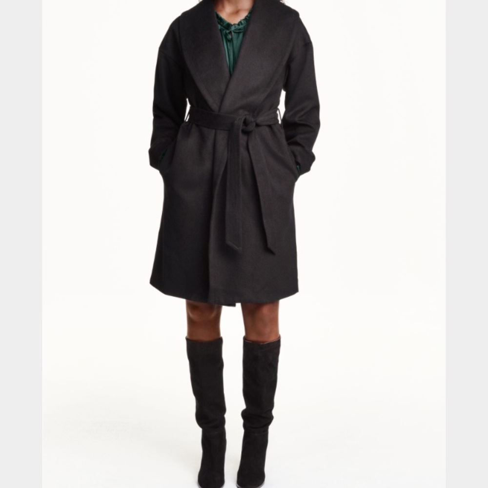 H&M Conscious Black Wrap Coat