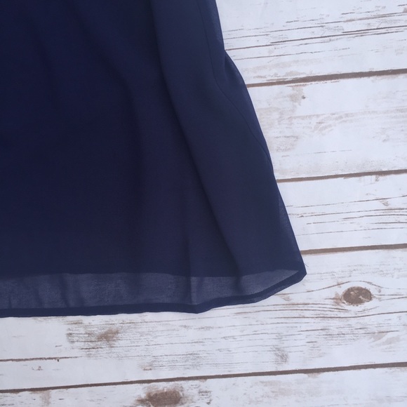 Blue Illusion Lace Neckline Shift Dress - Picture 7 of 7