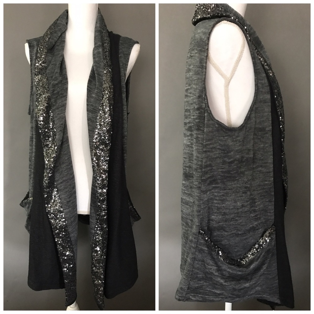 Juicy Couture Drape Front Sleeveless Vest Cardigan