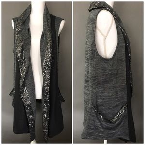 Juicy Couture Drape Front Sleeveless Vest Cardigan