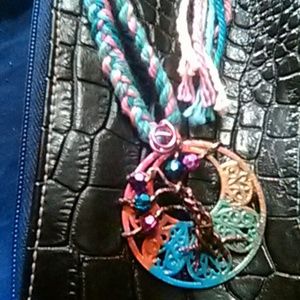 Handpainted tree of life necklace