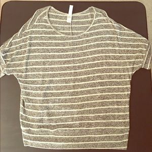 Gray and white striped knitted top