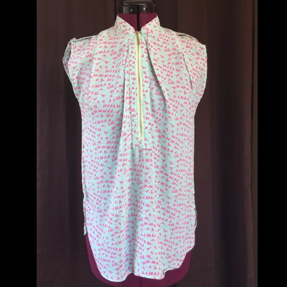 Bird on Wire Cap Sleeve Blouse Spring Print
