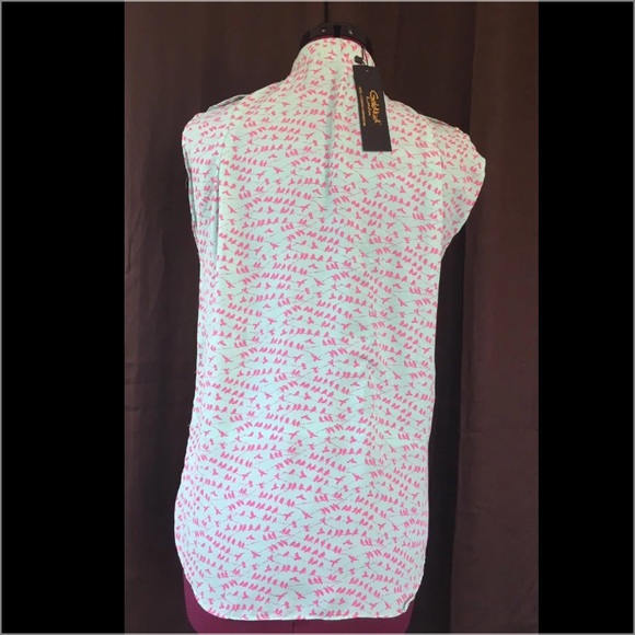 Bird on Wire Cap Sleeve Blouse Spring Print - Picture 3 of 4