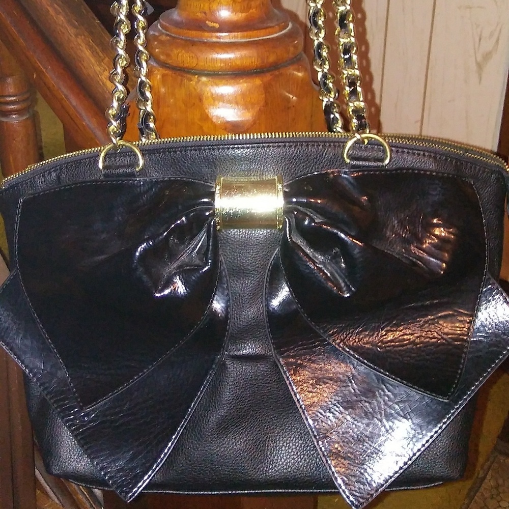 Betsy Johnson Black Bow Purse