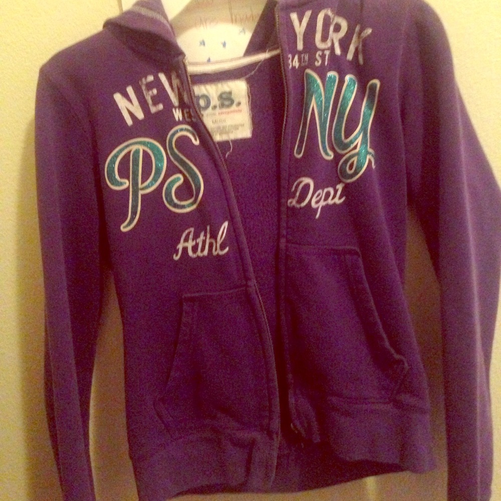 P.S. aèropostale kids' purple zip up hoodie