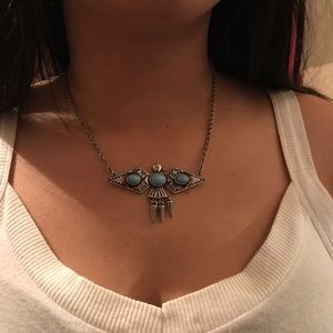 Aztec Turquoise/Silver Bird Necklace