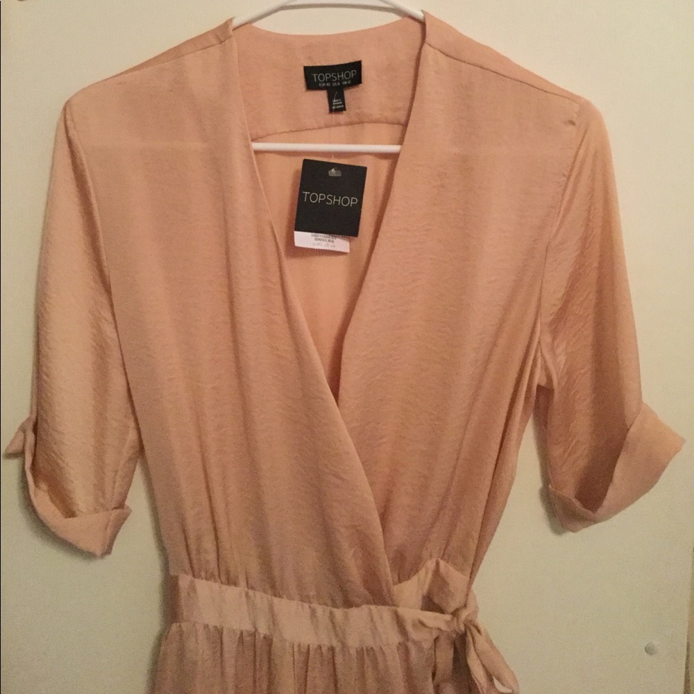 Top shop pink satin wrap dress