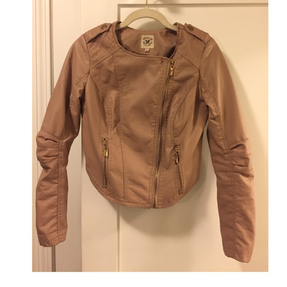 Light pink faux leather jacket