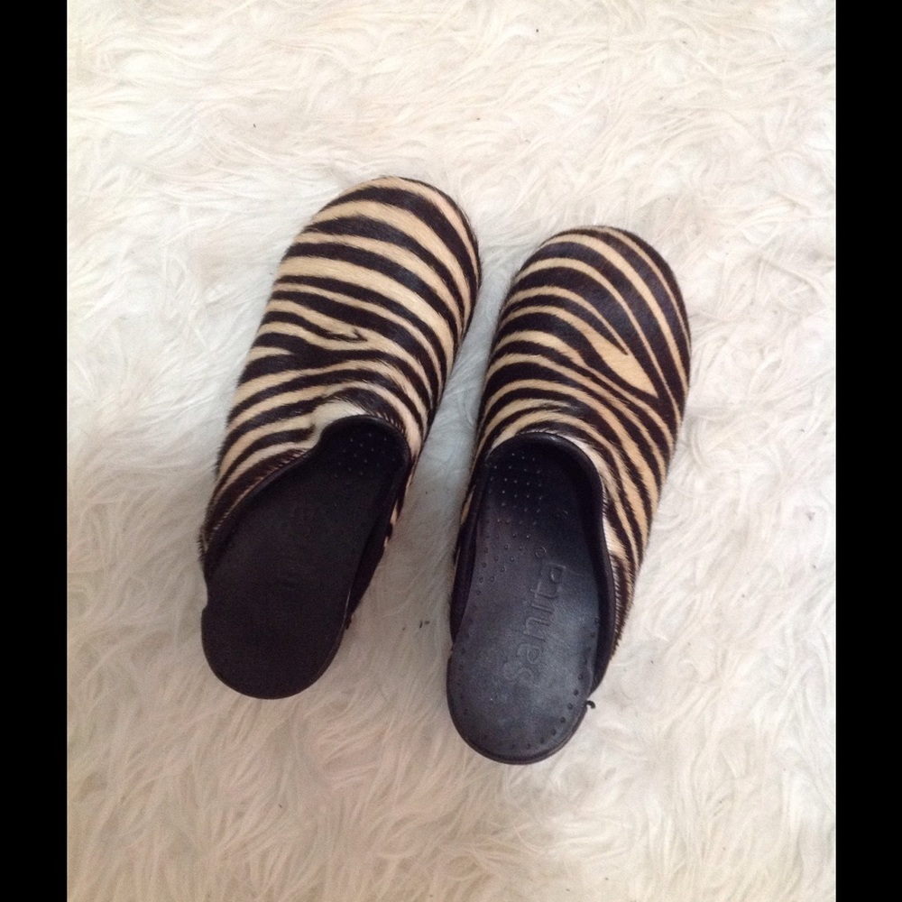 Sanita calf hair clogs