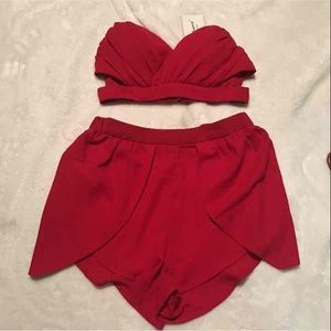 Red two piece outfit