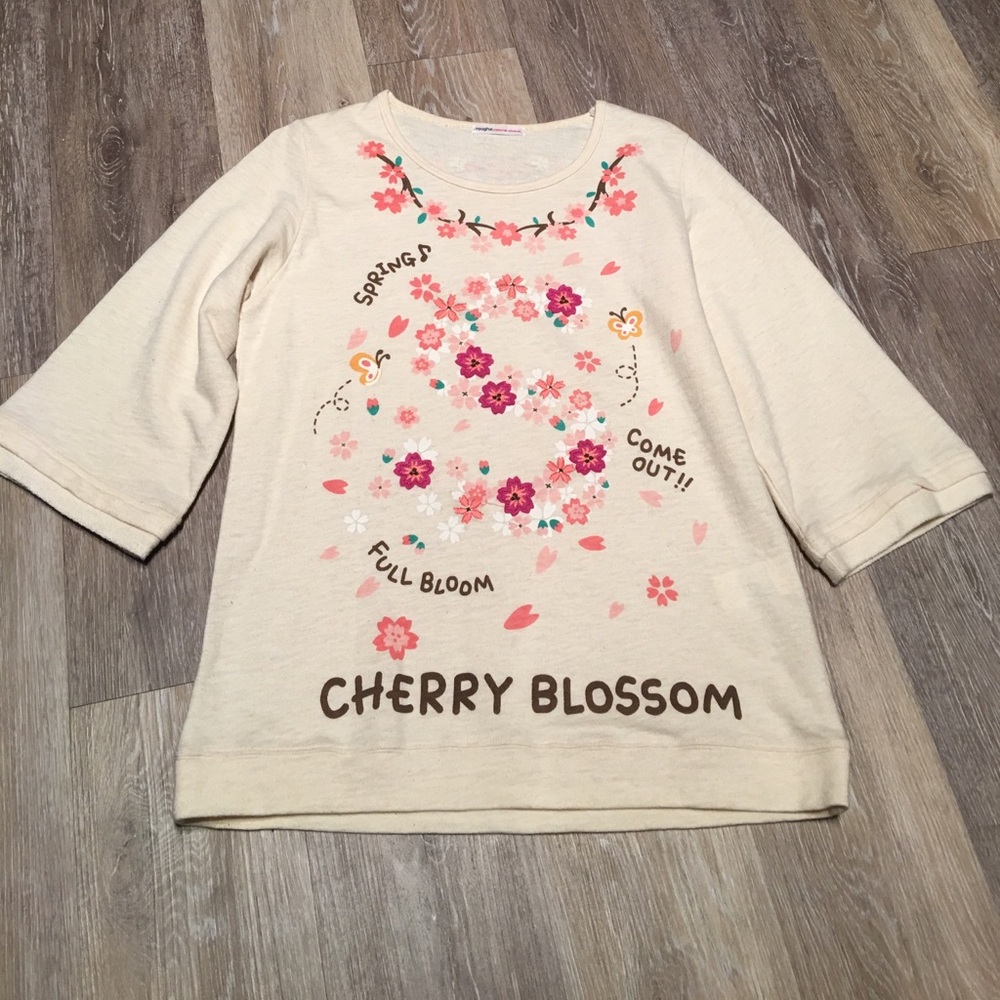 One of a kind Japanese designer cherry blossom top