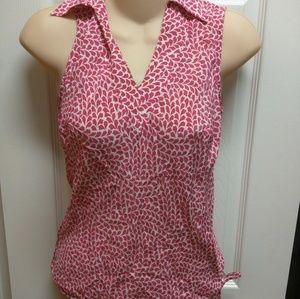 Ann Taylor red heart 100% silk blouse top 0