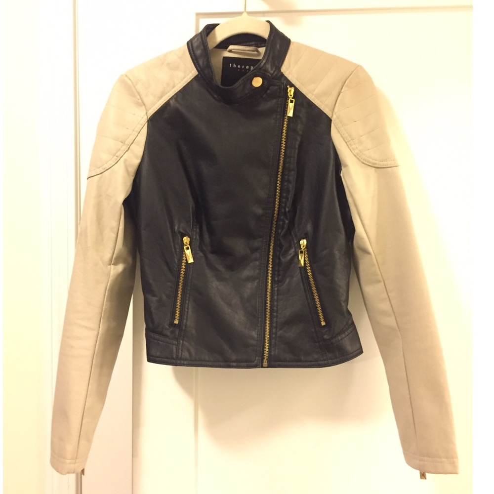 Two-Toned Faux Leather Jacket
