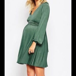 Asos Maternity silky wrap skater dress