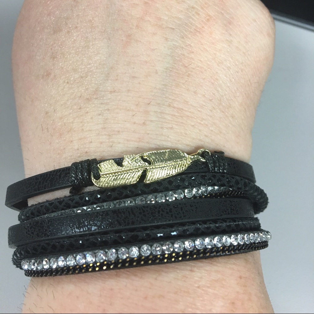 Feather multi tier bracelet