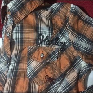 Harley Davidson long sleeve medium orange plaid