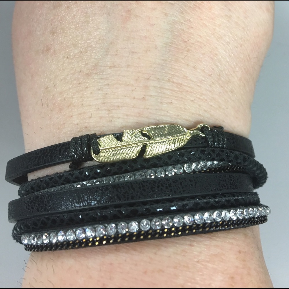 Feather multi tier bracelet