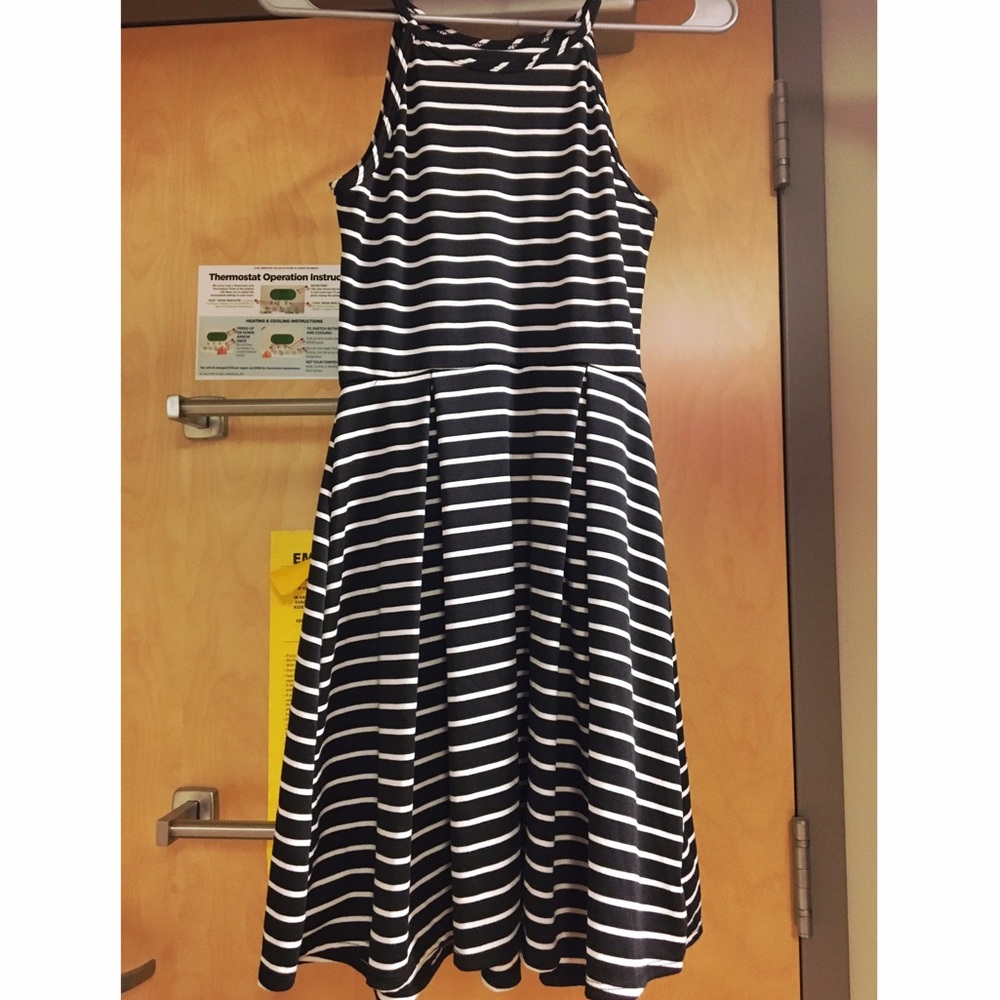 Black and White Striped Casual Dress