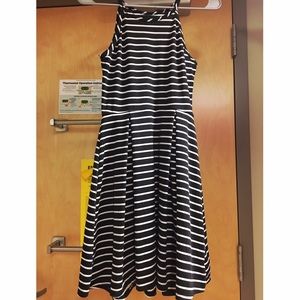 Black and White Striped Casual Dress