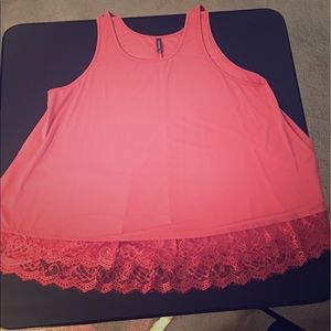 Dark pink/mauve tank top with lace bottom