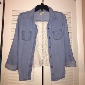 Lace back denim jacket