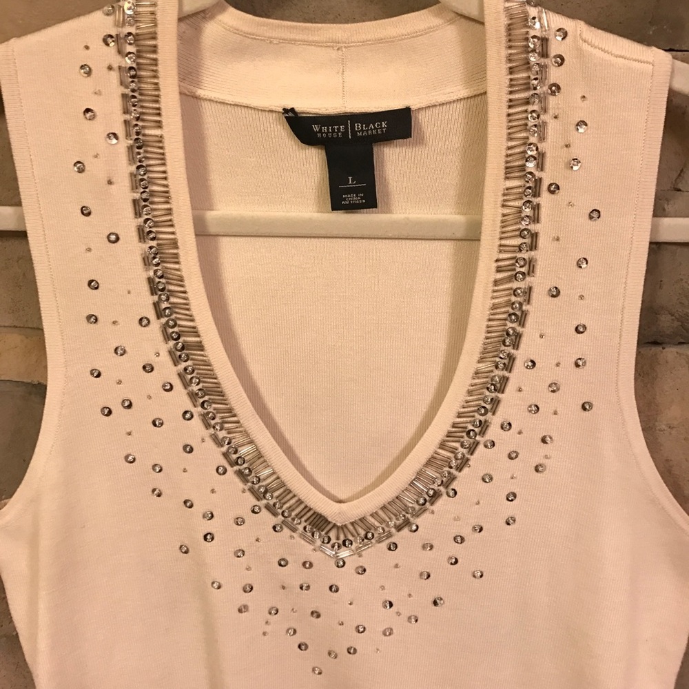 Deep V neck beaded tank
