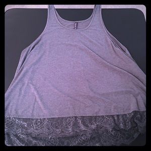 Dark gray tank top with lace bottom