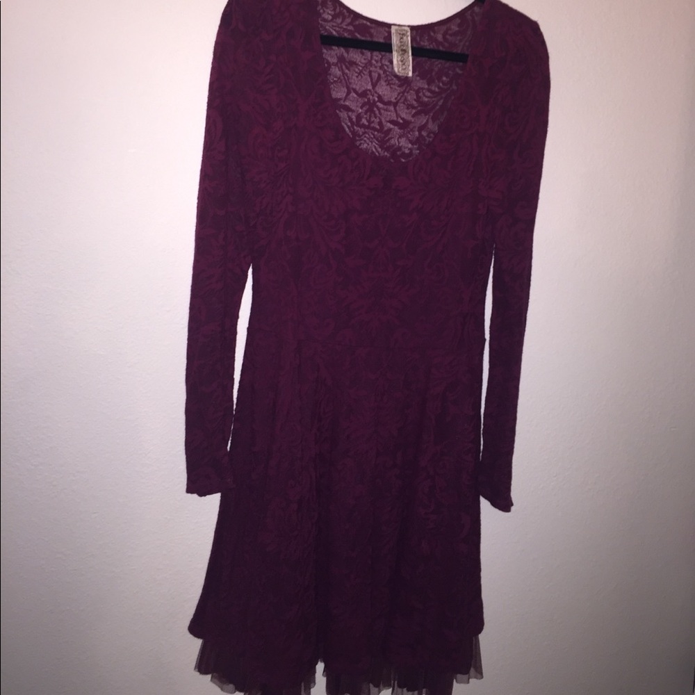 Free People cranberry long sleeve dress