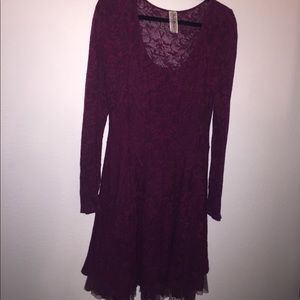 Free People cranberry long sleeve dress