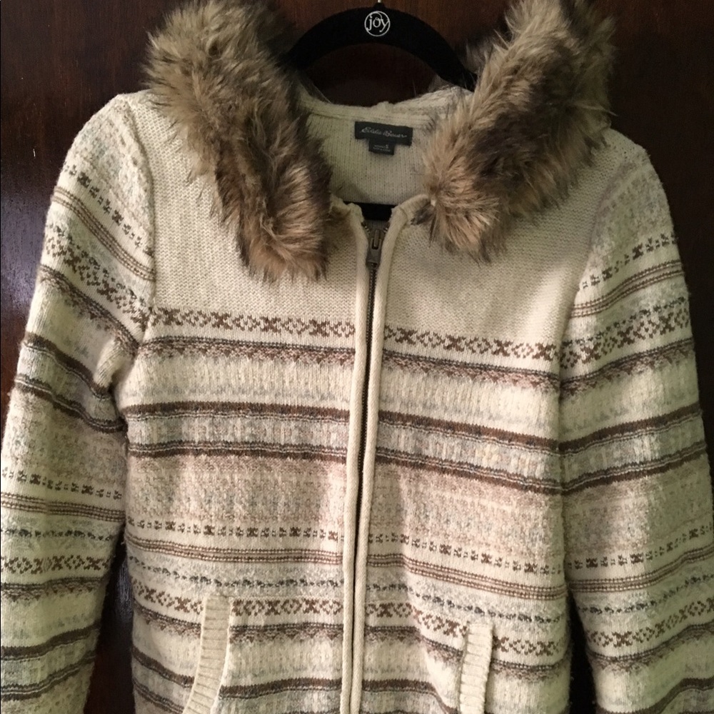 Eddie Bauer hooded sweater with the fur!