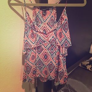 Forever 21 Red/ Blue/ White Aztec Pattern Top
