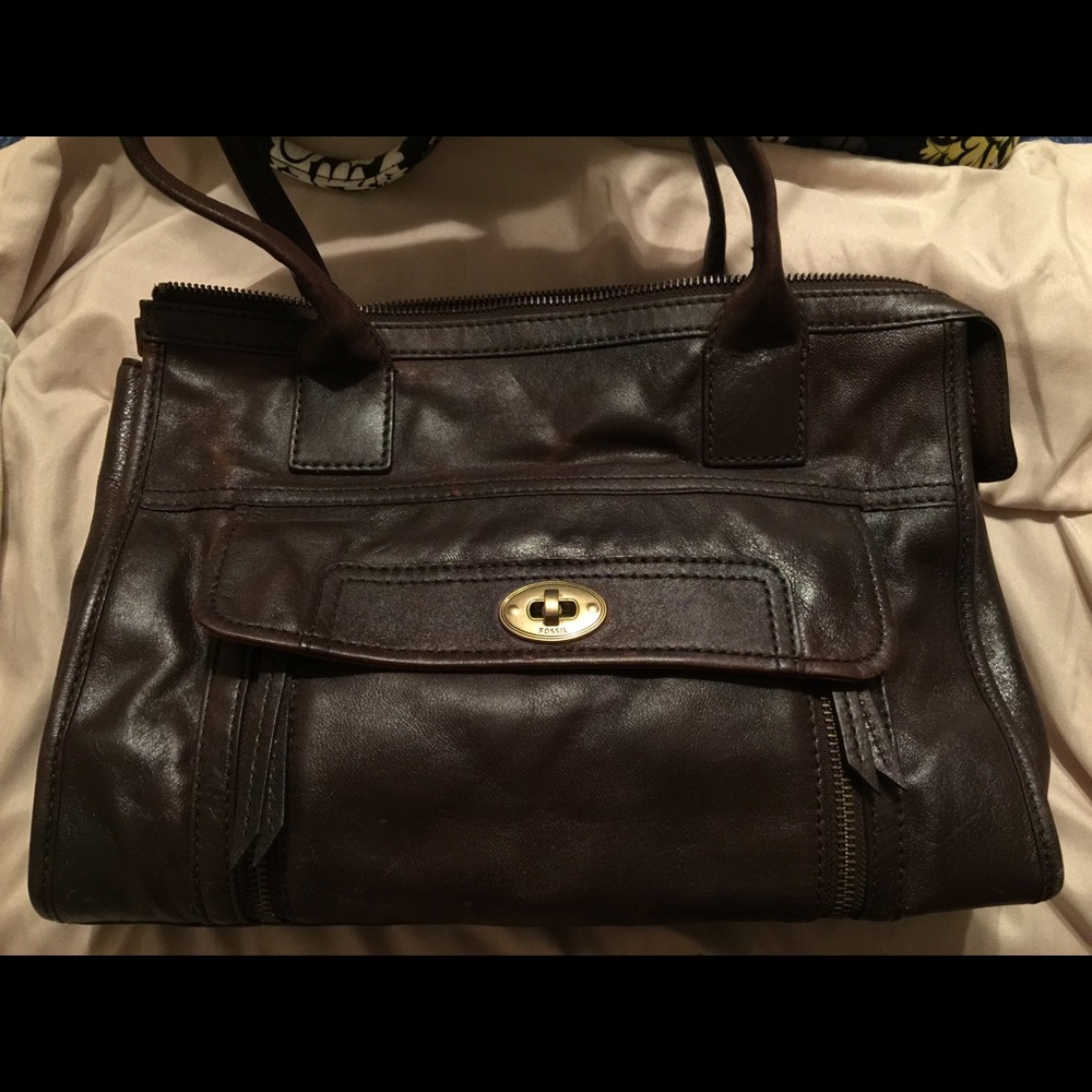 Large Fossil Genuine Leather Tote