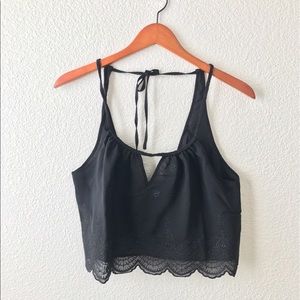 TOBI Black Chiffon Tank Top