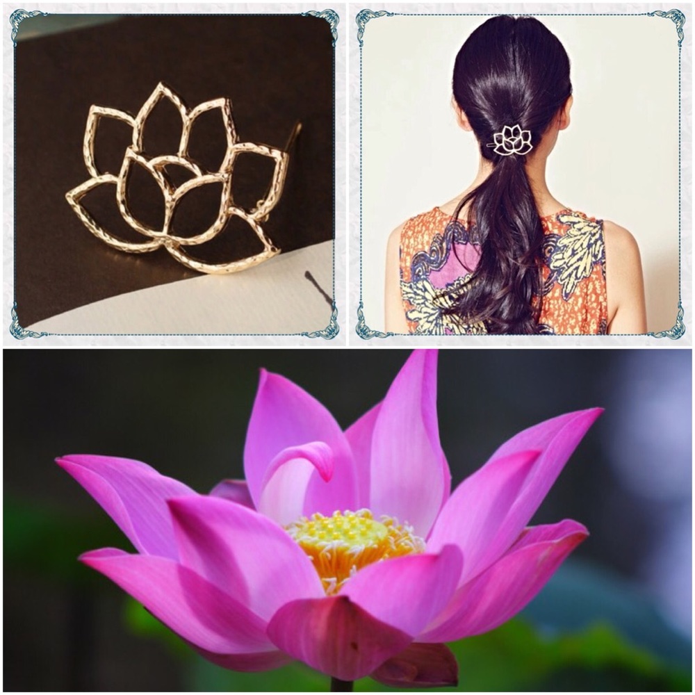🌷Beautiful Gold Textured Lotus Flower Hair Clip