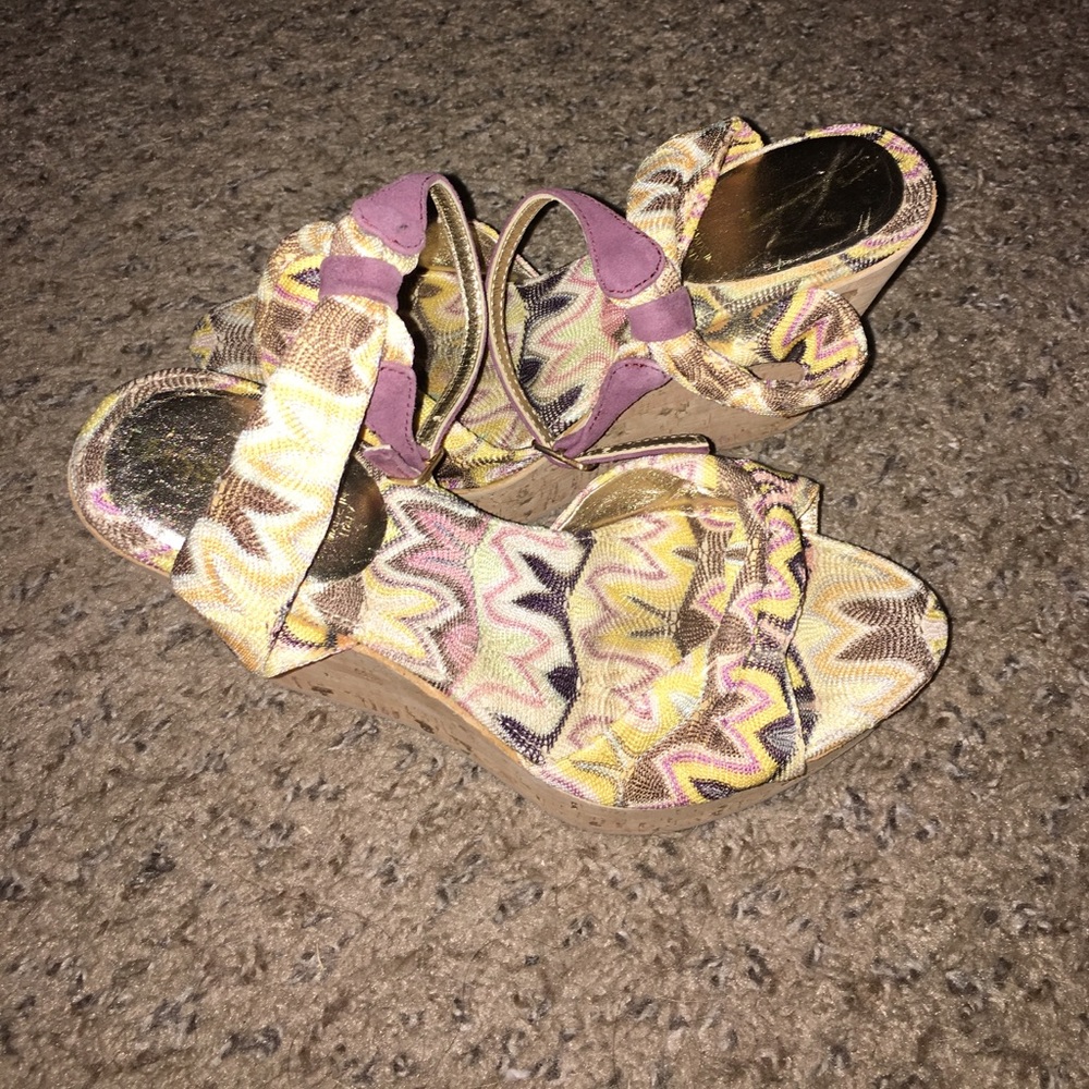 💯 Missoni Fabric/Cork Wedges - Picture 1 of 4