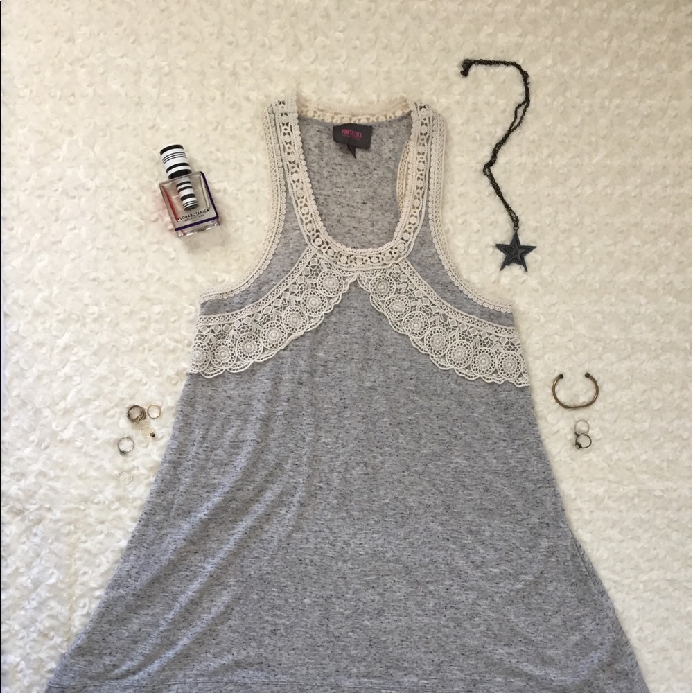 FOR CYNTHIA Sleeveless Crochet High-Low Knit Dress