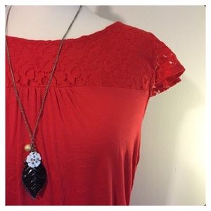 *Last Chance* Red lace detailed peplum