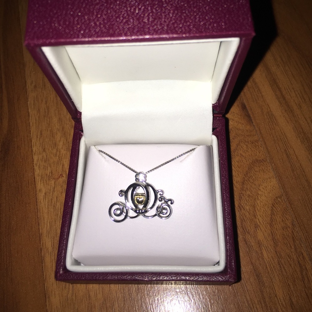 Sterling silver Cinderella coach necklace