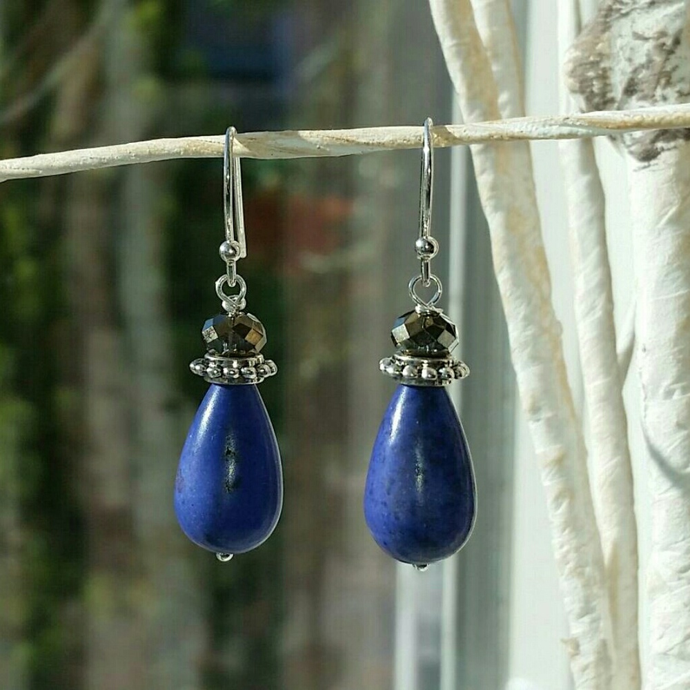 Lapis and crystal earrings New Handcrafted