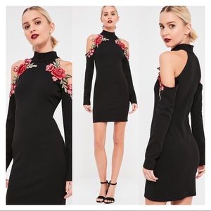 Missguided embroidered cold shoulder dress