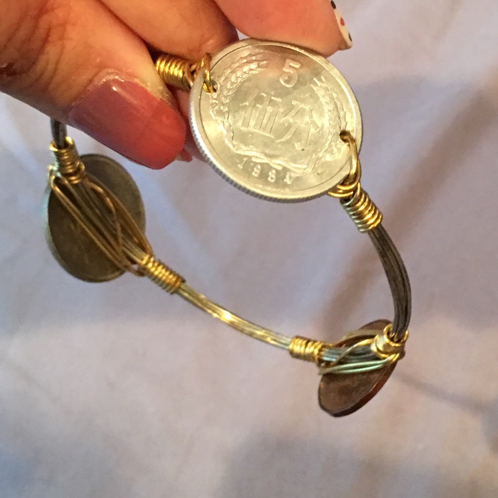 Unique one of a kind foreign money bracelet